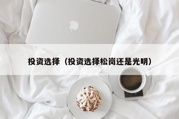 投资选择（投资选择松岗还是光明）